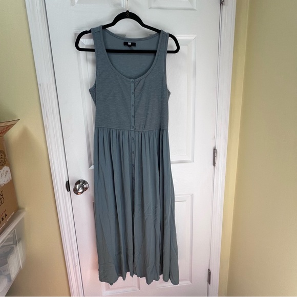 Frye Sleeveless Midi Tank Dress In Desert Blue Boho Coastal Beach Pockets M - Picture 2 of 10